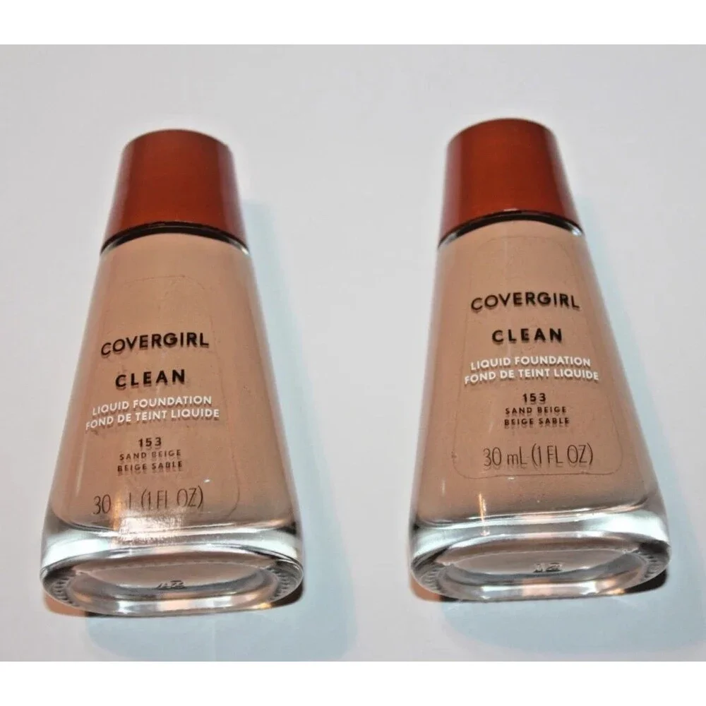 2 Covergirl Clean Liquid Foundation 153 SAND BEIGE For Normal Skin Discontinued